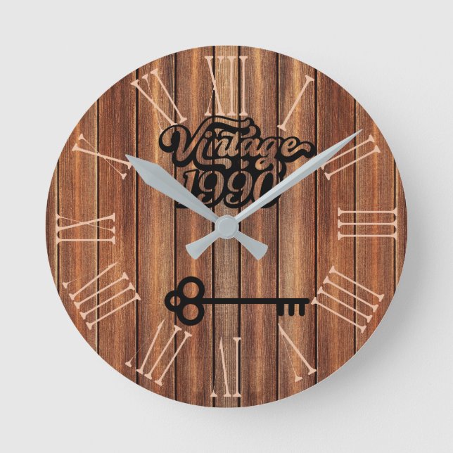 1990 Vintage Acrylmauer-Uhr Runde Wanduhr (Vorderseite)