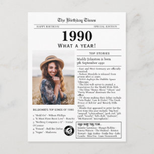 1990 Zeitungs-Geburtstagskarte Postkarte