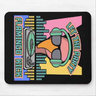 1990er Lass die Party Flamingo Kick Tier Vintage Mousepad