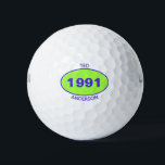 1991 30th Birthday Green Name any year Golf Balls Golfball<br><div class="desc">1991 30. Geburtstag Grün Name jedes Jahr Golf Balls.
Personalisieren Sie Ihren Vornamen und Nachnamen und bearbeiten Sie das Jahr für jeden Golf Ball,  der von Oval Logo angeboten wird.</div>