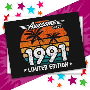 1991 Geboren Limited Edition Retro Awesome Seit 19 Postkarte
