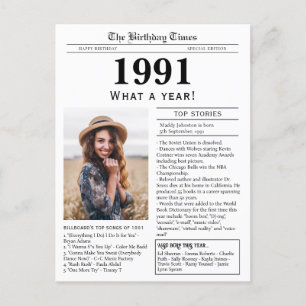 1991 Zeitung Geburtstagskarte Postkarte
