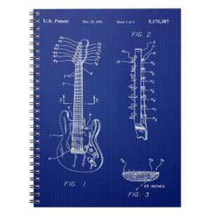 1992 Guitar Blueprint - Niedliches Funny Music Lov Notizblock
