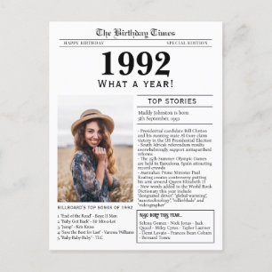 1992 Zeitung Happy Birthday Postkarte