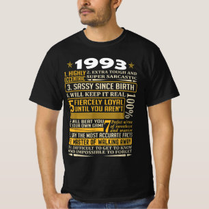 1993 Geborenen Fakten, Geboren 1993 Retro Vintag,  T-Shirt