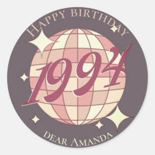 1994 30. Geburtstag Retro grüne Party Einladung Runder Aufkleber