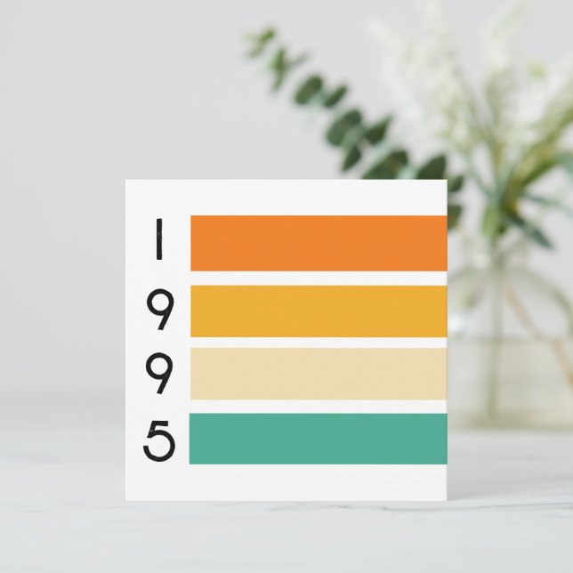 1995 Retro Stripe Sunset Vintag Einladung (Stehend Vorderseite)
