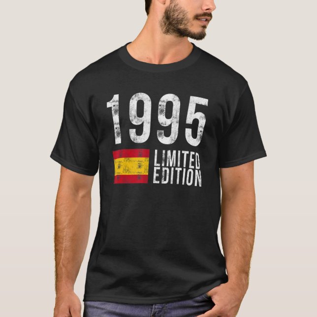 1995 Spanien mit Flagge Geburtstag T-Shirt (Vorderseite)