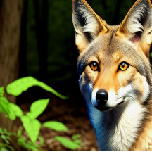 "1996" Cayote in der Leinwand des Waldes