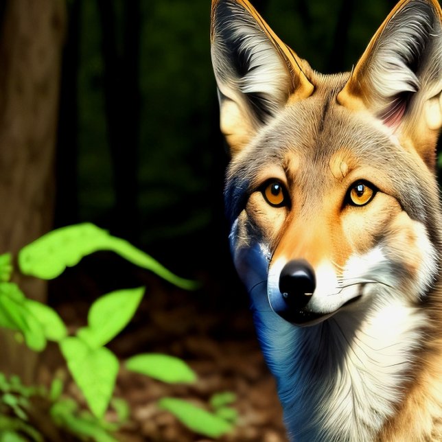 "1996" Cayote in der Leinwand des Waldes (Von Creator hochgeladen)