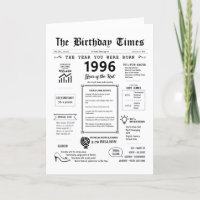 1996 Das Jahr, in dem Sie zur Geburtstagskarte Geb