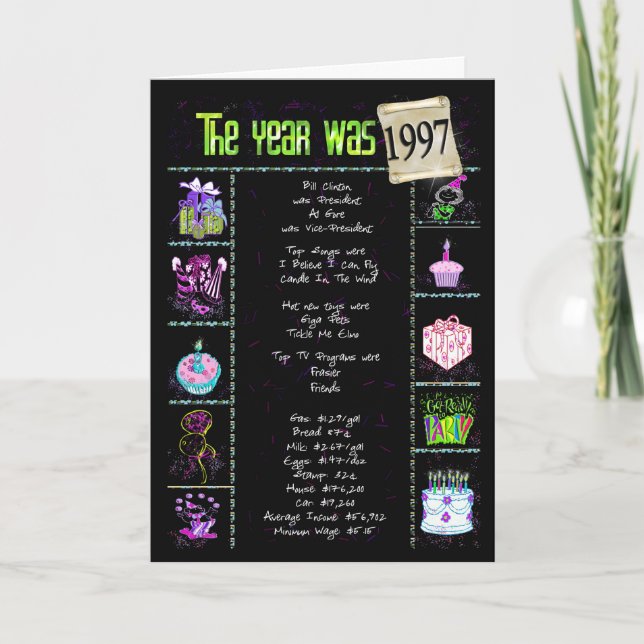 1997 Geburtstags-Spaß-Tatsachen Karte (Vorderseite)