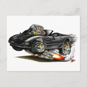 1998-2004 Corvette Black Convertible Postkarte