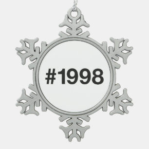 1998 Hashtag 27 Geburtstag Jahrestag Schneeflocken Zinn-Ornament