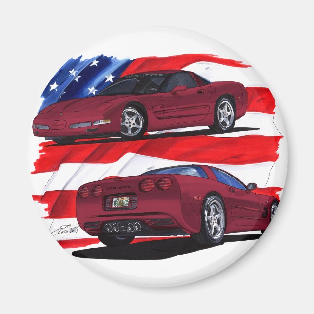 1999-04 Corvette Maroon Car Magnet (Vorne)