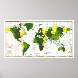 1999 CIA Zeitzone Karte der Welt Poster