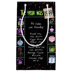 1999 Geburtstag Trivia auf Black Small Gift Bag Kleine Geschenktüte