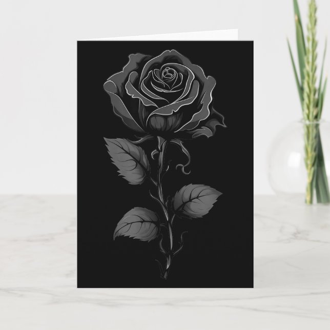 199 Blumen Grafik Schwarze Rose  Karte (Vorderseite)