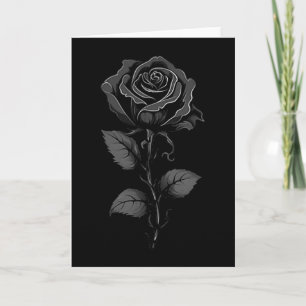199 Blumen schwarze Rose Grafik, Klein  Karte