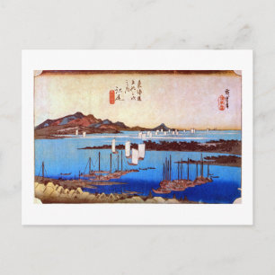 19. 江 尻 宿, 広 Ejiri-juku, Hiroshige, Ukiyo-e Postkarte