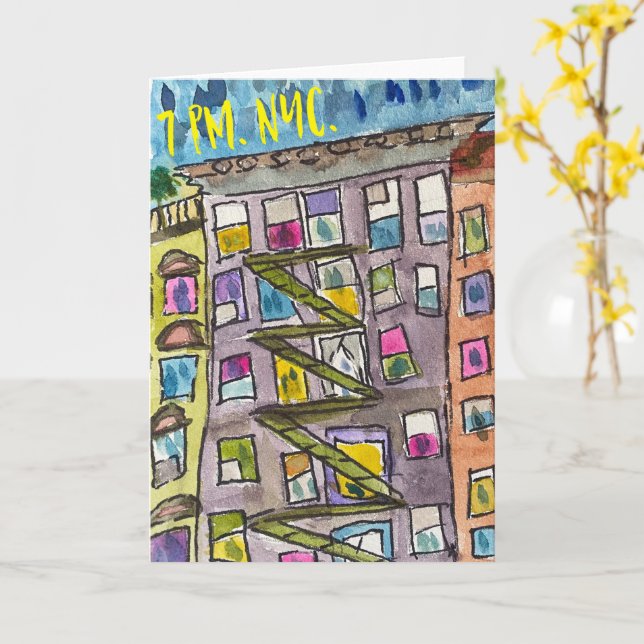 19:00 Uhr NYC Dankeschön Grußkarte mit Enveloope Karte (Gelbe Blume)