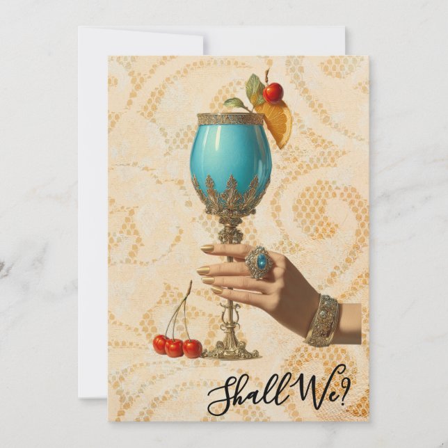 *~* 19 A101 Verziert Cocktail FOTO BACHELORETTE Einladung (Vorderseite)