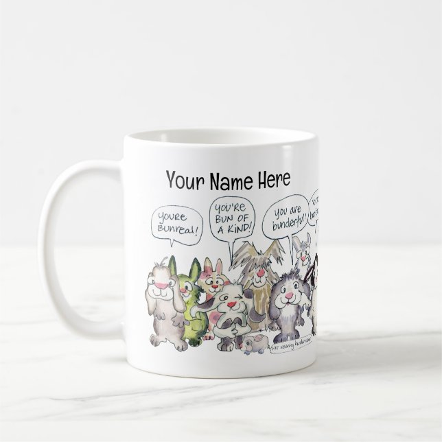 19 Cartoon Bunderful Bunny Rabbits Custom Tasse (Links)