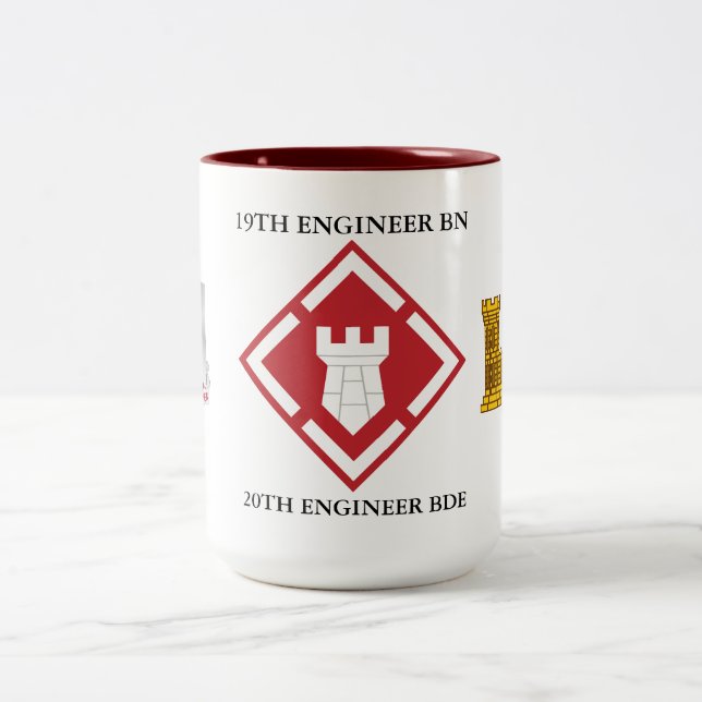 19. ENGINEER BATTALION 20. ENGINEER BRIGADE  ZWEIFARBIGE TASSE (Mittel)