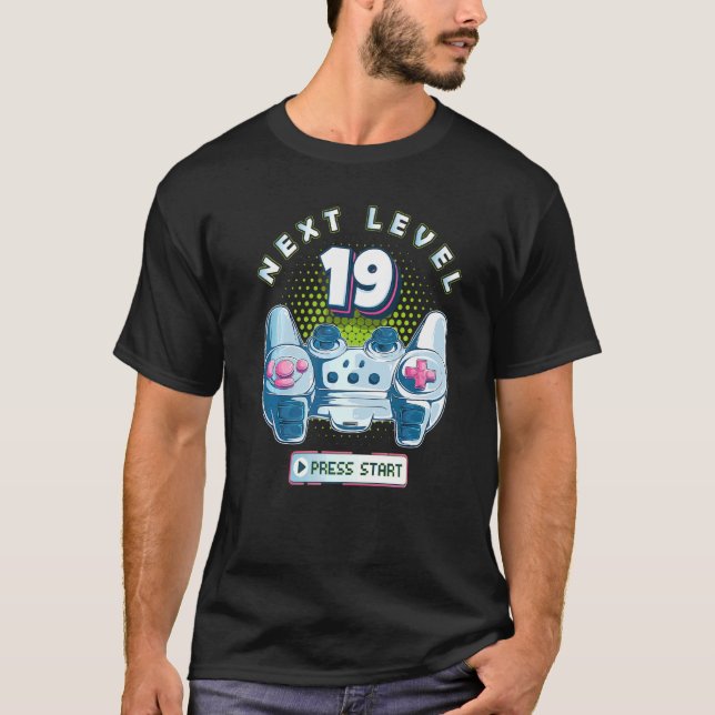 19 Gamer Next Level 19 Gaming Controller zum Gebur T-Shirt (Vorderseite)
