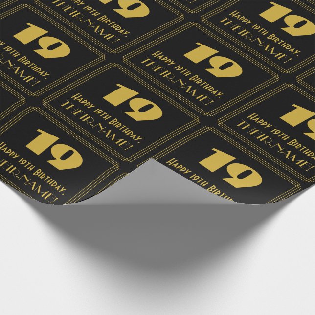19. Geburtstag - Art Deco Inspiriert Look "19" & N Geschenkpapier (Ecke)