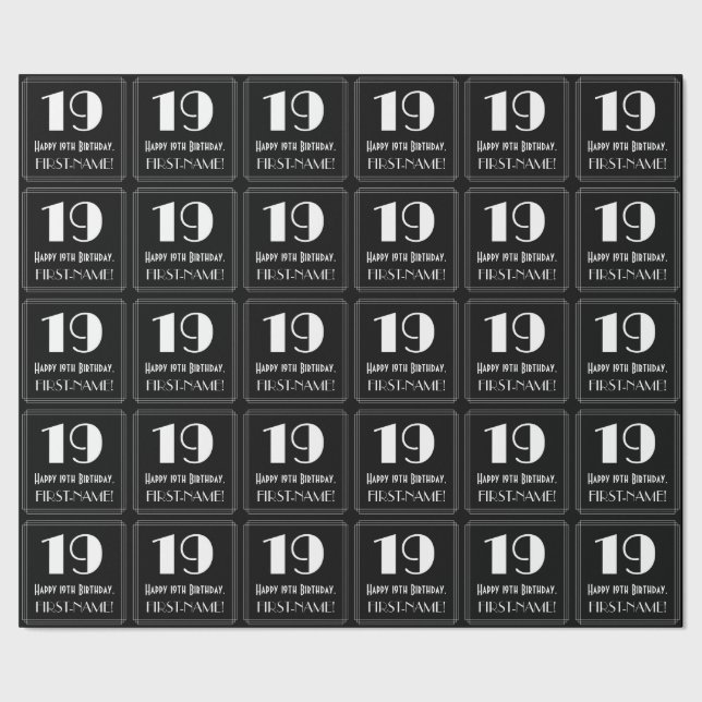 19. Geburtstag - Art Deco Inspiriert Look "19", Na Geschenkpapier (Saum)