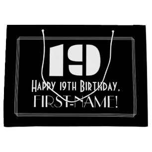 19. Geburtstag ~ Art Deco inspirierter Look "19" + Große Geschenktüte