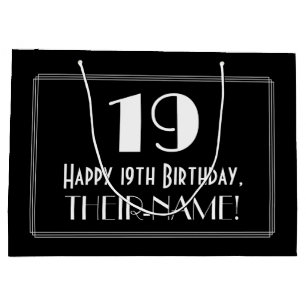 19. Geburtstag: Art Deco inspirierter Stil "19", N Große Geschenktüte