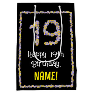 19. Geburtstag: Blumennummer, Individuelle Name, B Mittlere Geschenktüte