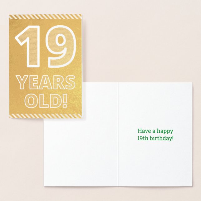 19. Geburtstag: Bold "19 JAHRE ALT!" Gold Foil Car Folienkarte (Anzeige)
