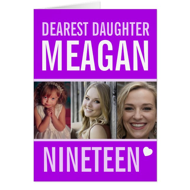 19. Geburtstag drei Fotos lila Tochter (Vorne)