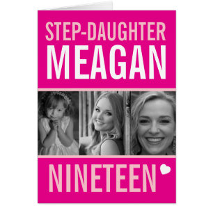 19. Geburtstag drei Fotos rosa Step-Daughter