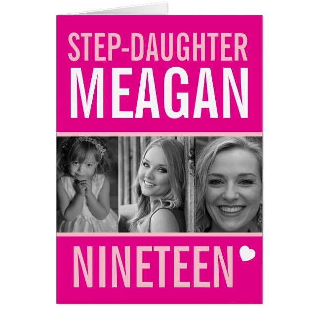 19. Geburtstag drei Fotos rosa Step-Daughter (Vorne)