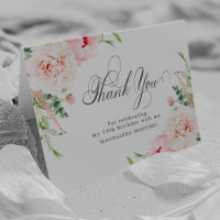19. Geburtstag Foto Blush Pink Floral gefaltet Dan
