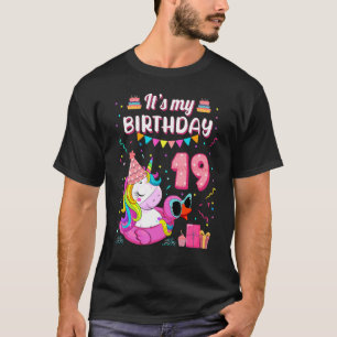 19. Geburtstag Girl Unicorn Duck Schwimmbad 19 Y T-Shirt