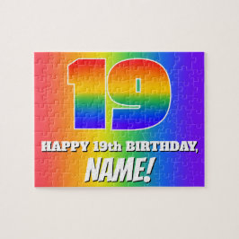 19. Geburtstag — mehrfarbiges Regenbogenmuster "19 Puzzle