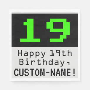 19. Geburtstag - Nerdy / Geeky Style "19" & Name Serviette