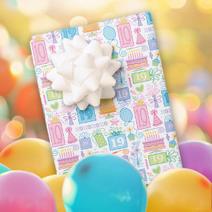 19. Geburtstag Pastel Pink Cake präsentiert Balloo Geschenkpapier Set