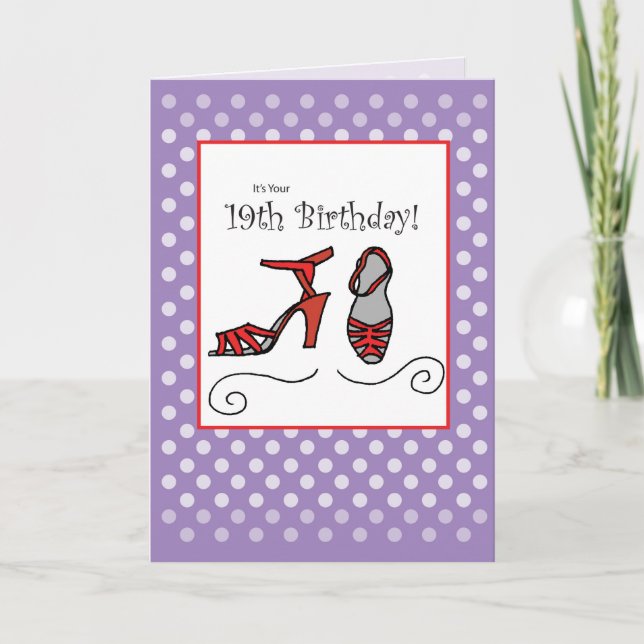 19. Geburtstag Rote Schuhe Karte (Vorderseite)