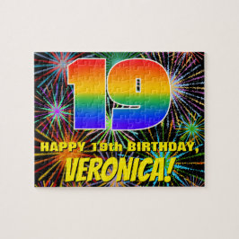 19. Geburtstag: Spaß, bunte feierliche Feuerwerke Puzzle