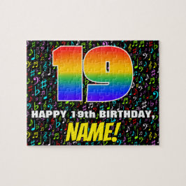 19. Geburtstag — Spaß, farbenfrohe Musiksymbole & Puzzle