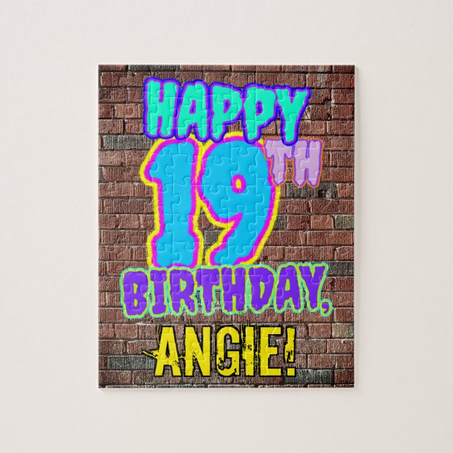 19. Geburtstag ~ Spaß, Urban Graffiti Inspiriert L Puzzle (Vertikal)