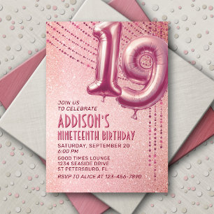 19. Geburtstag Teen Girl Rose Gold Einladung
