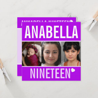 19. Geburtstagsfeier Foto lila Einladung
