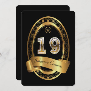 19. Geburtstagsfeier Mann, elegante Farbe Einladung